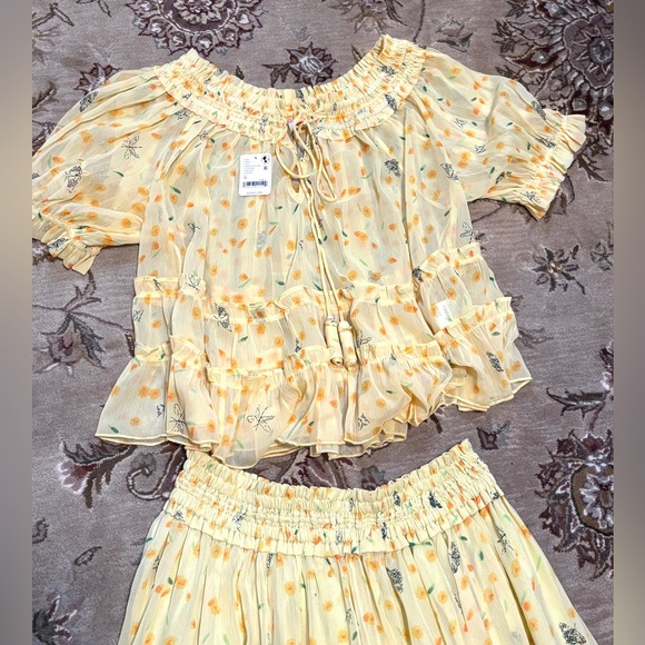 NWT Free People Morning Mist Maxi Set, yellow, size M - Picture 9 of 9